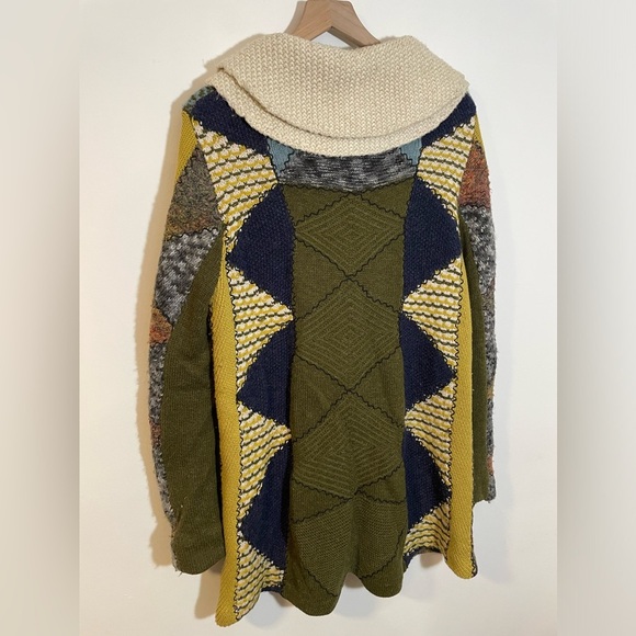 Anthropologie Charlie & Robin Harlequin Patchwork Knit Sweater Chunky Boho RARE - Picture 9 of 16